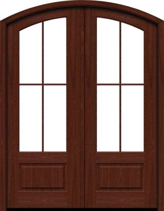 96" Mahogany Lucie 4 Lite SDL Double Door/Arch Top | HVHZ Impact
