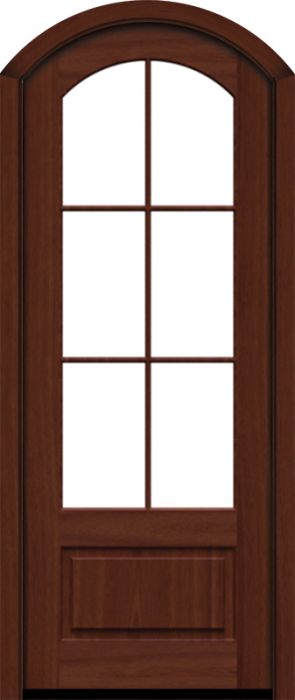 96" Mahogany Lucie 6 Lite SDL Single Door/Arch Top | HVHZ Impact