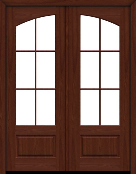 96" Mahogany Lucie 6 Lite SDL Double Door | HVHZ Impact