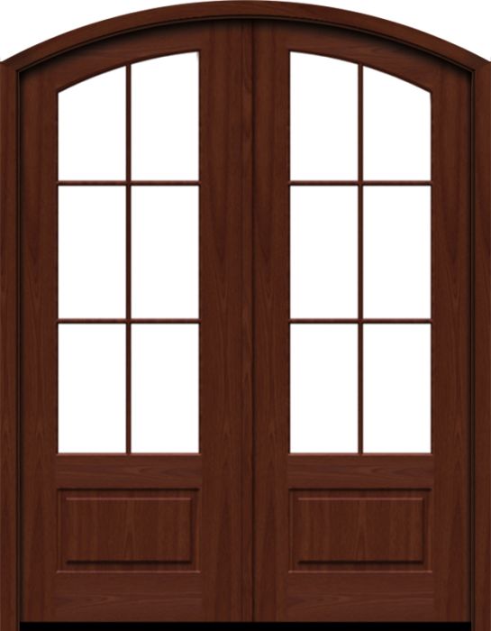 96" Mahogany Lucie 6 Lite SDL Double Door/Arch Top | HVHZ Impact