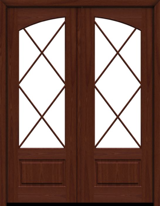 96" Mahogany Lucie 7 Lite SDL Double Door | HVHZ Impact