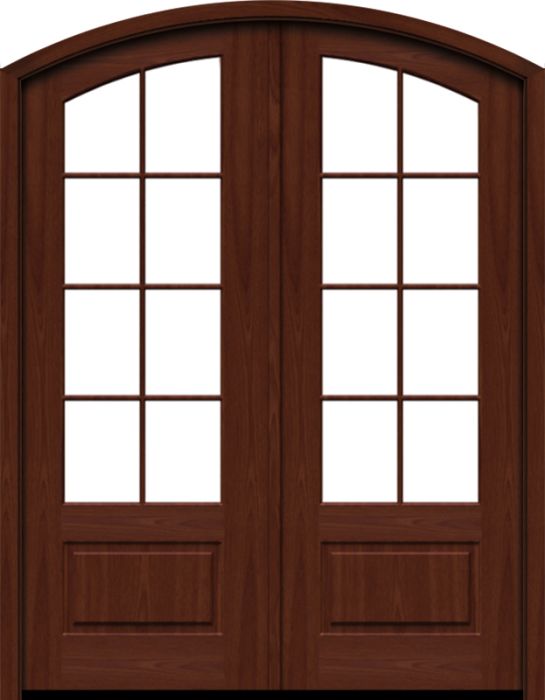96" Mahogany Lucie 8 Lite SDL Double Door/Arch Top | HVHZ Impact