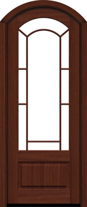 96" Mahogany Lucie Border Lite SDL Single Door/Arch Top | HVHZ Impact