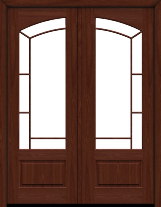 96" Mahogany Lucie Border Lite SDL Double Door | HVHZ Impact