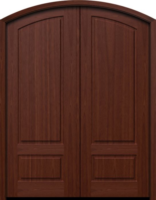 96" Mahogany Lucie Solid Panel Double Door/Arch Top | HVHZ Impact