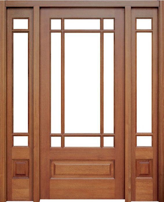 80" Mahogany Madison TDL 9 Lite Single Door/2Sidelite