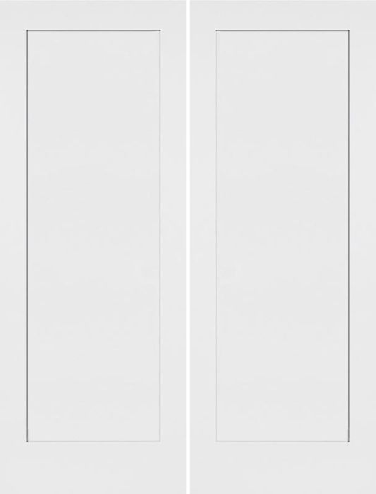 80" Madison 1 Panel Shaker Hollow Core Smooth Double Door|1-3/8" Thick