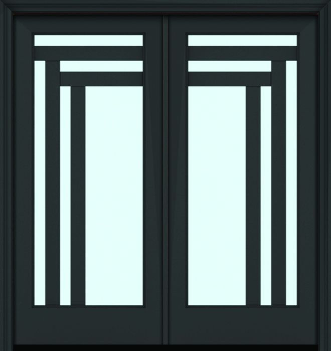 80" Full Lite 5 Lite 3.5" Designer SDL Manhattan Nova 90 Smooth Fiberglass Double Door