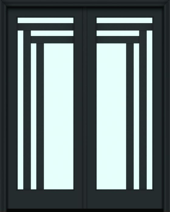 Impact 96" Full Lite 5 Lite 3.5" Designer SDL Manhattan Nova 90 Smooth Fiberglass Double Door
