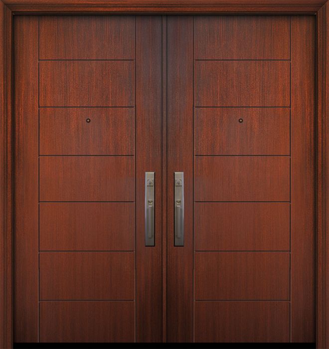IMPACT | 80" Double Brentwood Mahogany Contemporary Door