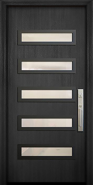 80" Beverly Mahogany Solid Contemporary Door w/Textured Glass