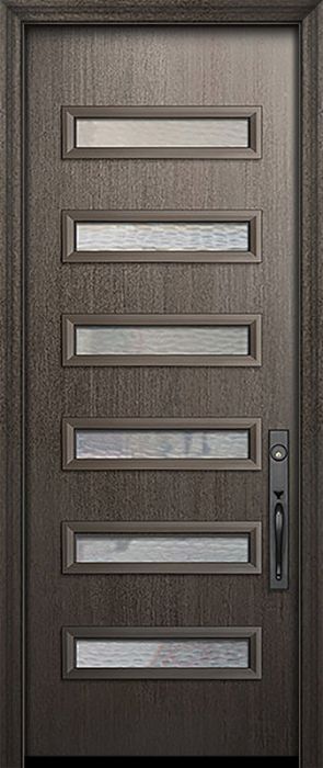 96" Beverly Mahogany Solid Contemporary Door w/Textured Glass