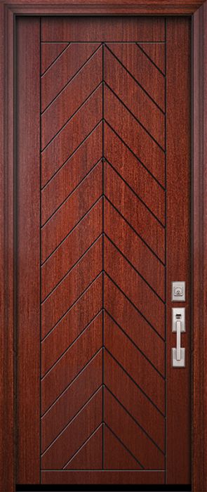 96" Chevron Mahogany Solid Contemporary Door