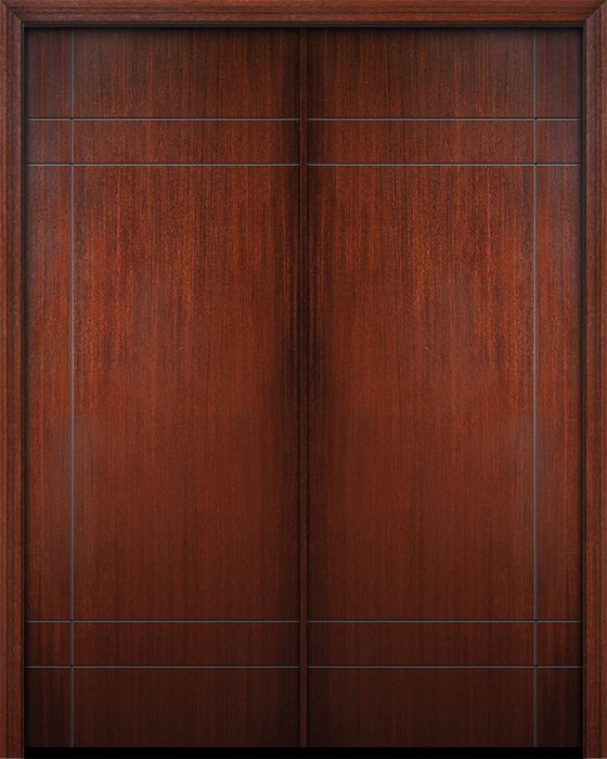 96" Double Inglewood Mahogany Solid Contemporary Door