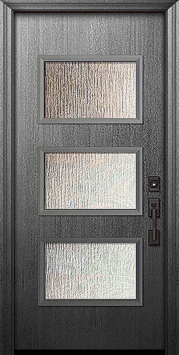 80" Santa Monica Mahogany Solid Contemporary Door w/Textured Glass