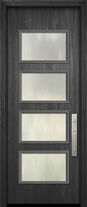 42" x 96" Santa Monica Mahogany Solid Contemporary Door w/Textured Glass