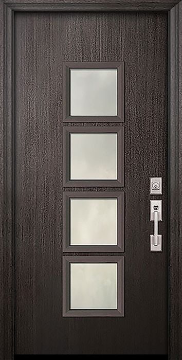 80" Venice Mahogany Solid Contemporary Door w/Textured Glass
