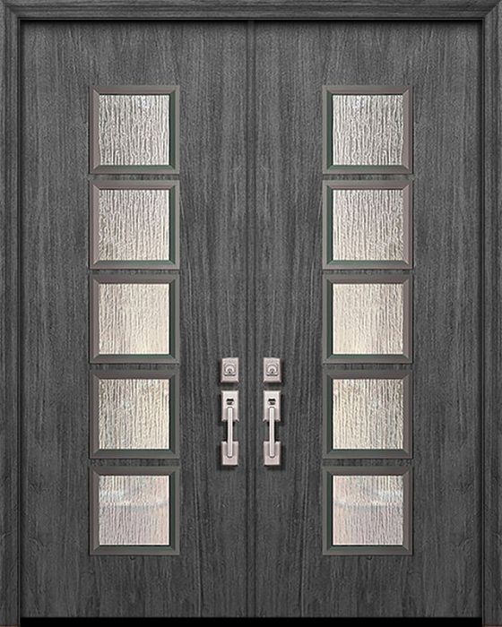 42" x 96" Double Venice Mahogany Solid Contemporary Door w/Textured Glass