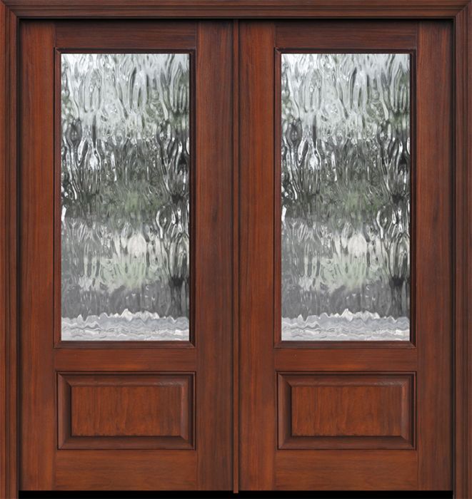 IMPACT | 80" Double 3/4 Lite Privacy Glass Mahogany/Alder Door