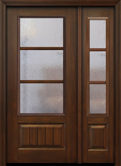80" 3/4 Lite 1 Panel 3 Lite SDL Mahogany Door /1side