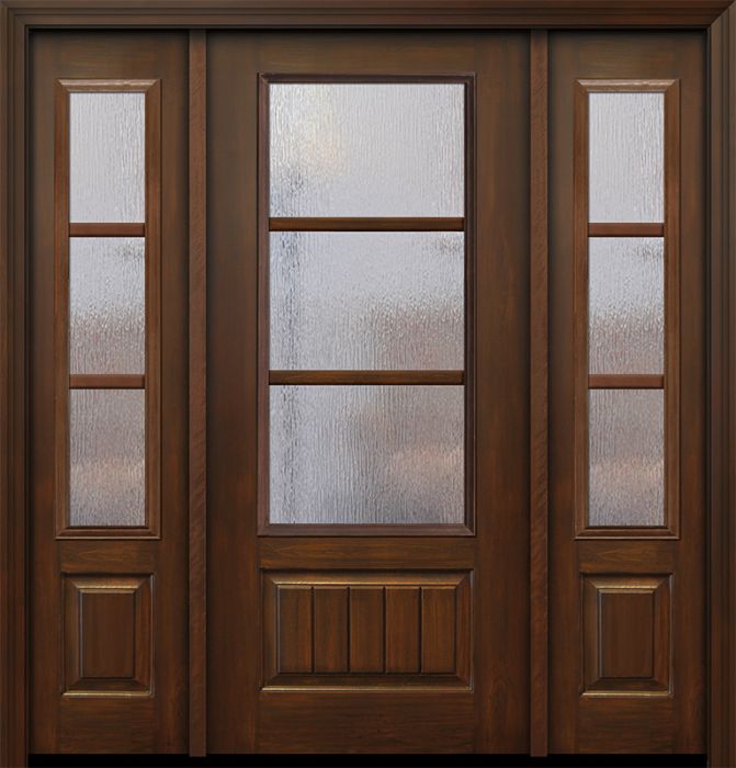 80" 3/4 Lite 1 Panel 3 Lite SDL Mahogany Door /2side