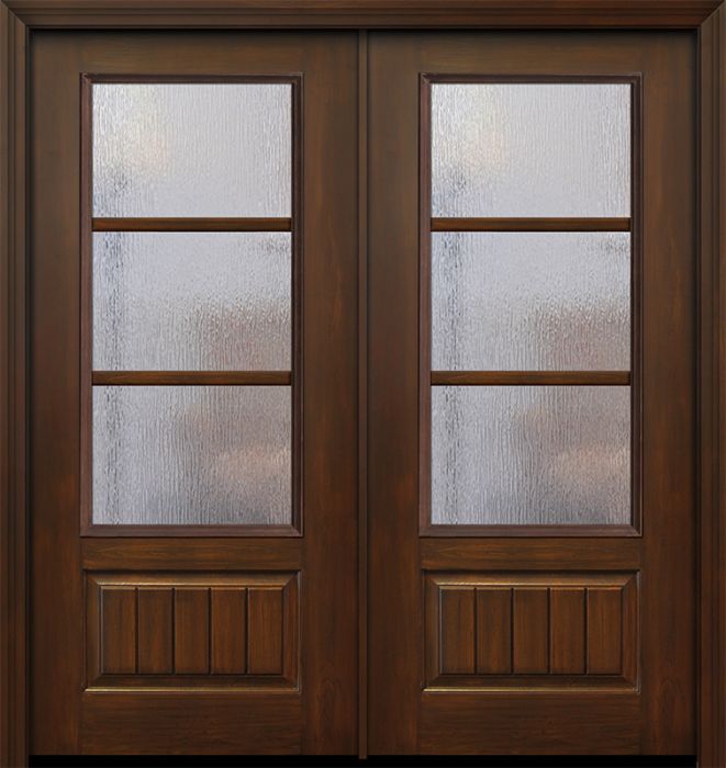 Pro 80" Double 3/4 Lite 1 Panel 3 Lite SDL Mahogany Door