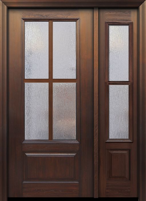 IMPACT | 80" 3/4 Lite 1 Panel 4 Lite SDL Mahogany Door /1side