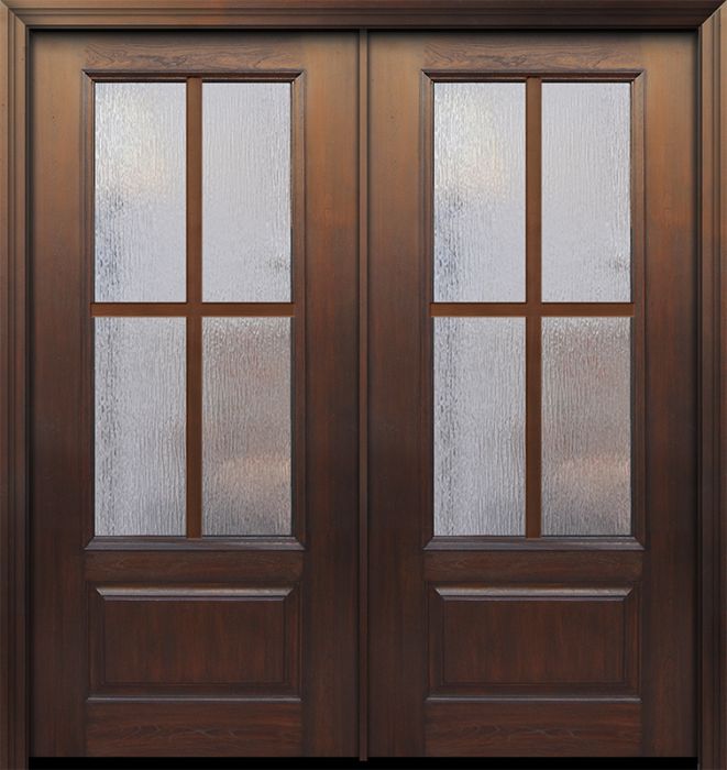 80" Double 3/4 Lite 1 Panel 4 Lite SDL Mahogany/Alder Door