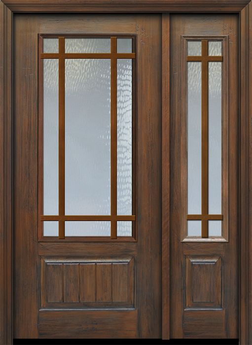 80" 3/4 Lite 1 Panel 9 Lite SDL Mahogany Door /1side