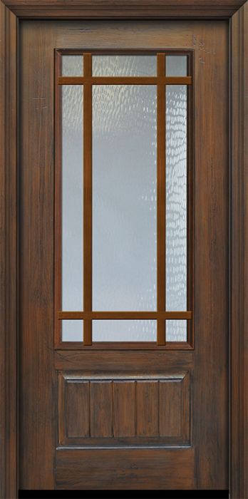 Pro 80" 3/4 Lite 1 Panel 9 Lite SDL Mahogany Door