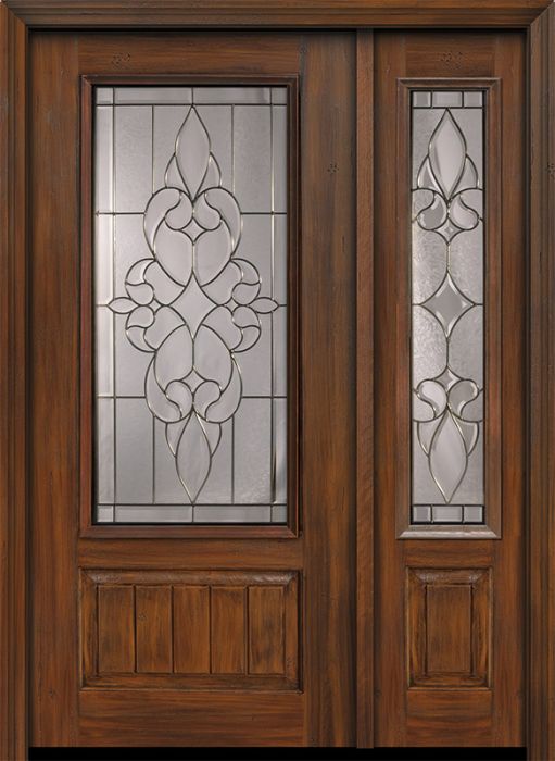 80" 1 Panel 3/4 Lite Courtlandt Mahogany Door /1side
