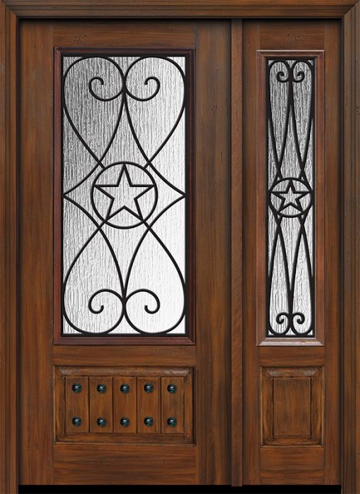 80" 1 Panel 3/4 Lite Austin GBG Mahogany /1side