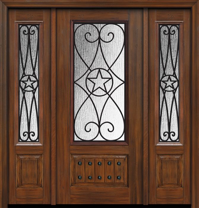 80" 1 Panel 3/4 Lite Austin GBG Mahogany /2side