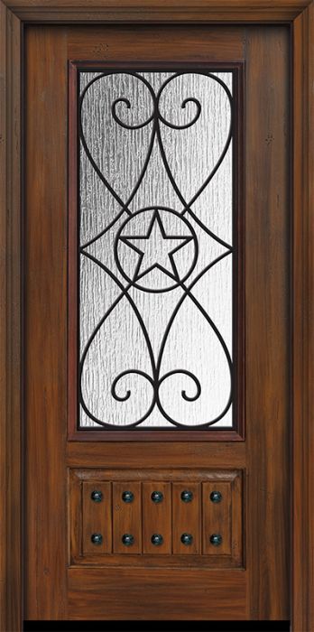 Pro 80" 1 Panel 3/4 Lite Austin GBG Mahogany Door