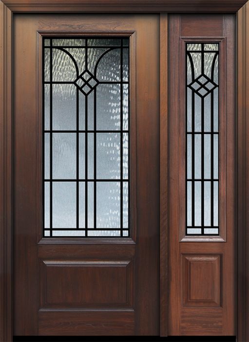 80" 1 Panel 3/4 Lite Cantania GBG Mahogany Door /1side