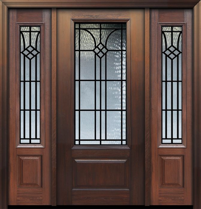 80" 1 Panel 3/4 Lite Cantania GBG Mahogany Door /2side