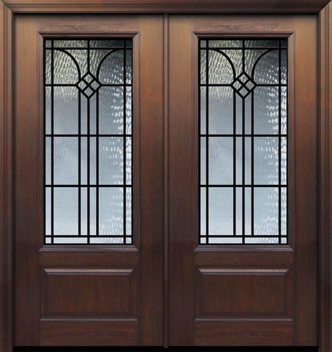 80" Double 1 Panel 3/4 Lite Cantania GBG Mahogany/Alder Door
