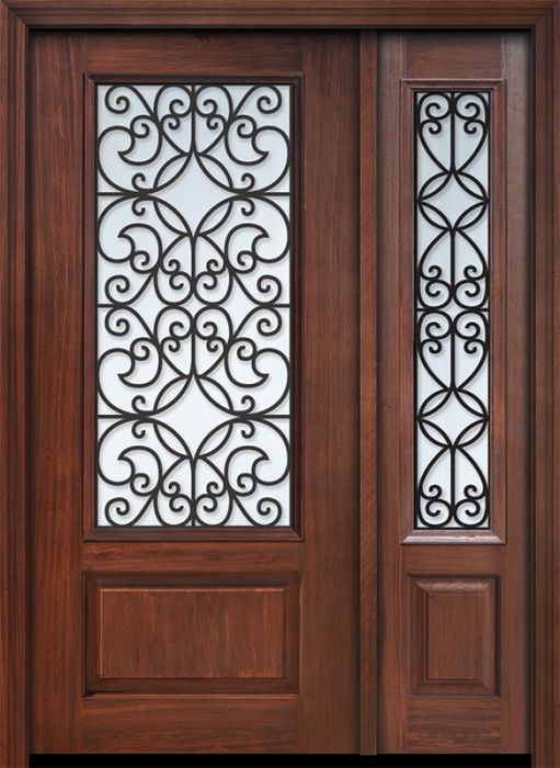 80" 1 Panel 3/4 Lite Florence GBG Mahogany Door /1side