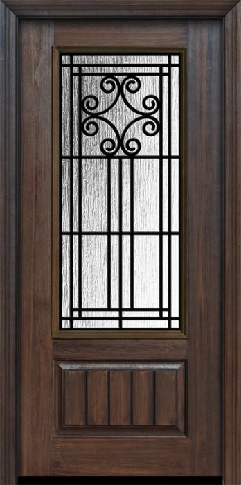 80" 1 Panel 3/4 Lite Novara GBG Mahogany/Alder Door