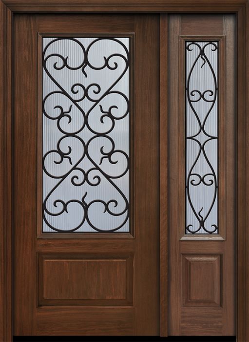 80" 1 Panel 3/4 Lite Palermo GBG Mahogany Door /1side