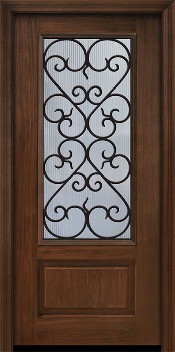 80" 1 Panel 3/4 Lite Palermo GBG Mahogany/Alder Door