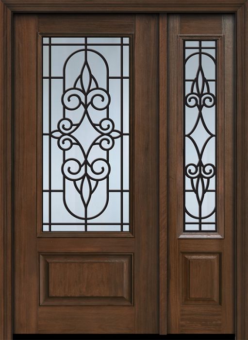 80" 1 Panel 3/4 Lite Salento GBG Mahogany Door /1side