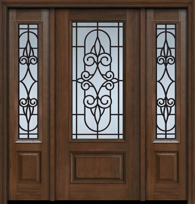 80" 1 Panel 3/4 Lite Salento GBG Mahogany Door /2side