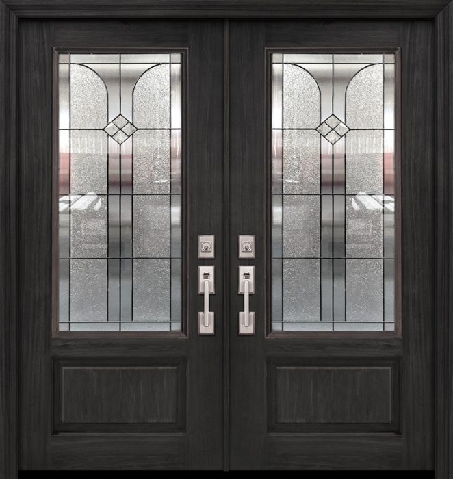 Pro 80" Double 1 Panel 3/4 Lite Cantania Mahogany Door