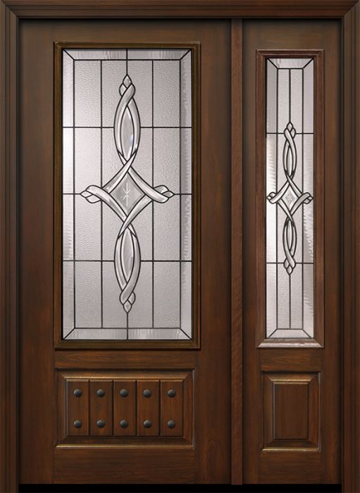 80" 1 Panel 3/4 Lite Marsais Mahogany Door /1side