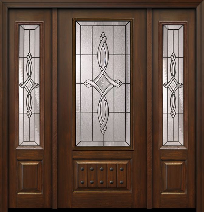 80" 1 Panel 3/4 Lite Marsais Mahogany Door /2side