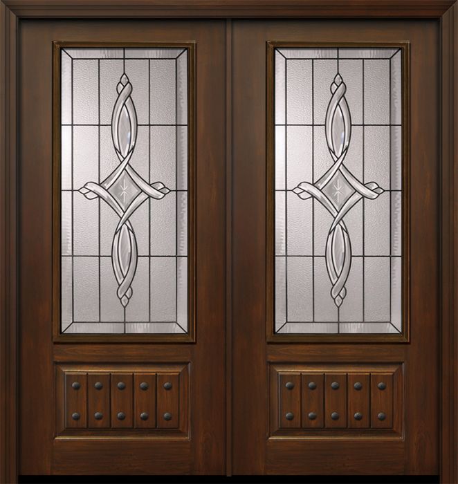 80" Double 1 Panel 3/4 Lite Marsais Mahogany/Alder Door