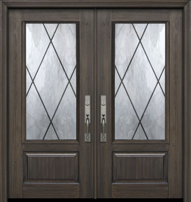 Pro 80" Double 1 Panel 3/4 Lite Sandringham Mahogany Door