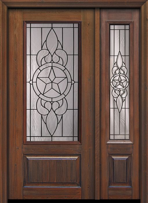 80" 1 Panel 3/4 Lite Brazos Mahogany Door /1side