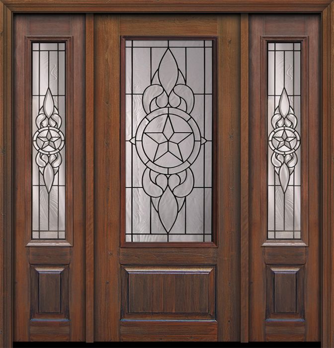 80" 1 Panel 3/4 Lite Brazos Mahogany Door /2side